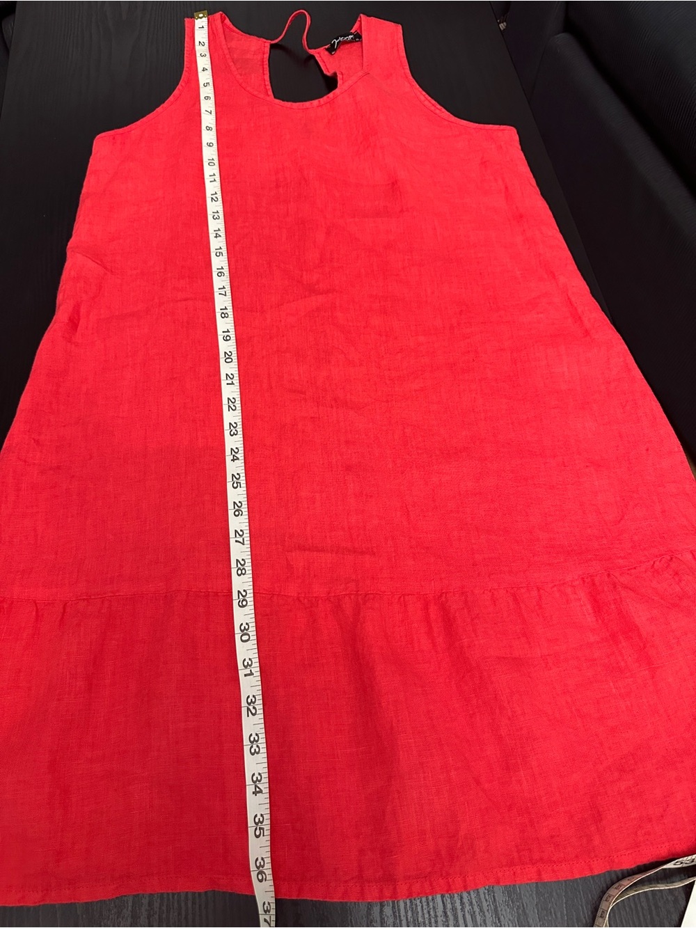 Sleeveless Red Linen Blend Sundress - Picture 8 of 10